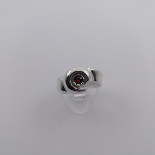 Silver garnet viking ring.  Made in nz.