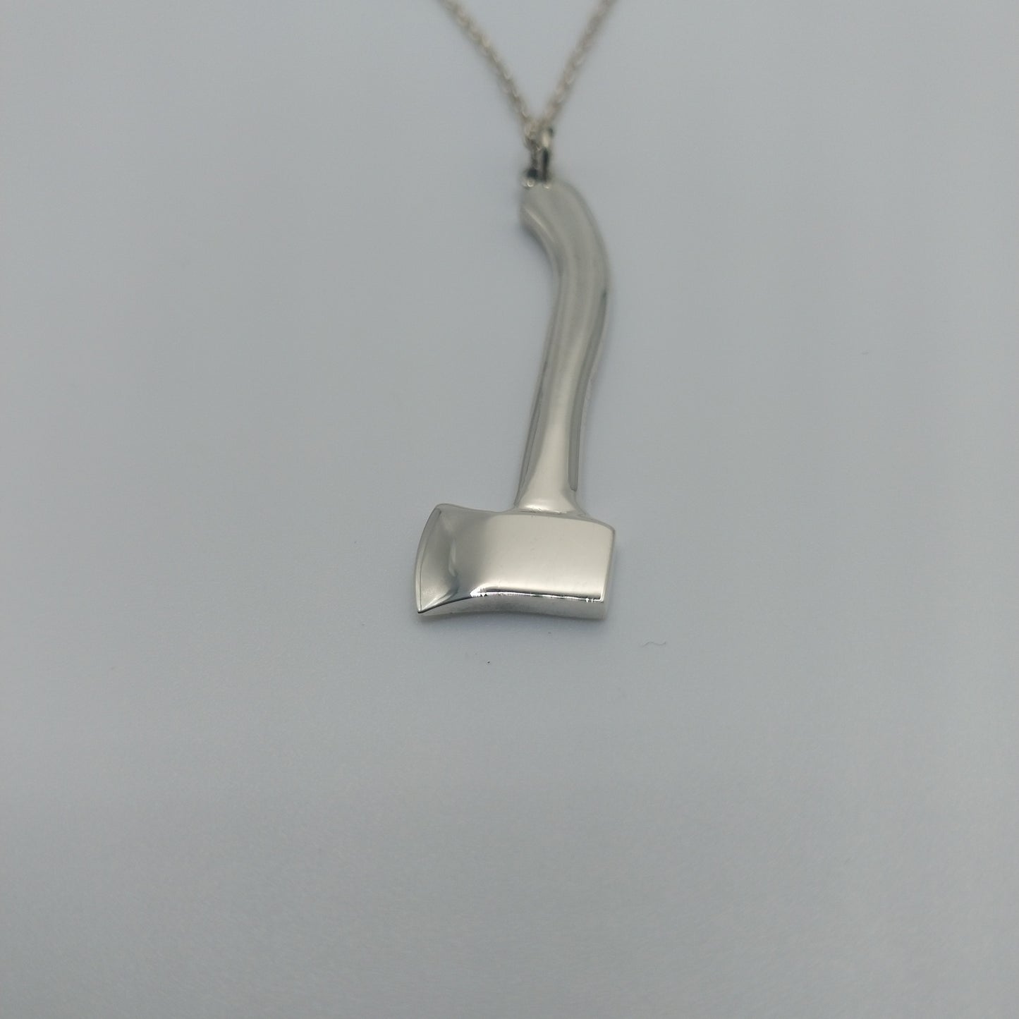 Handmade silver axe necklace