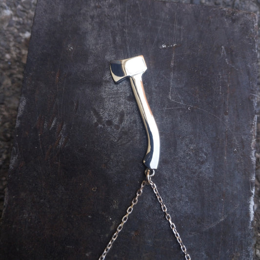 Handmade silver axe necklace