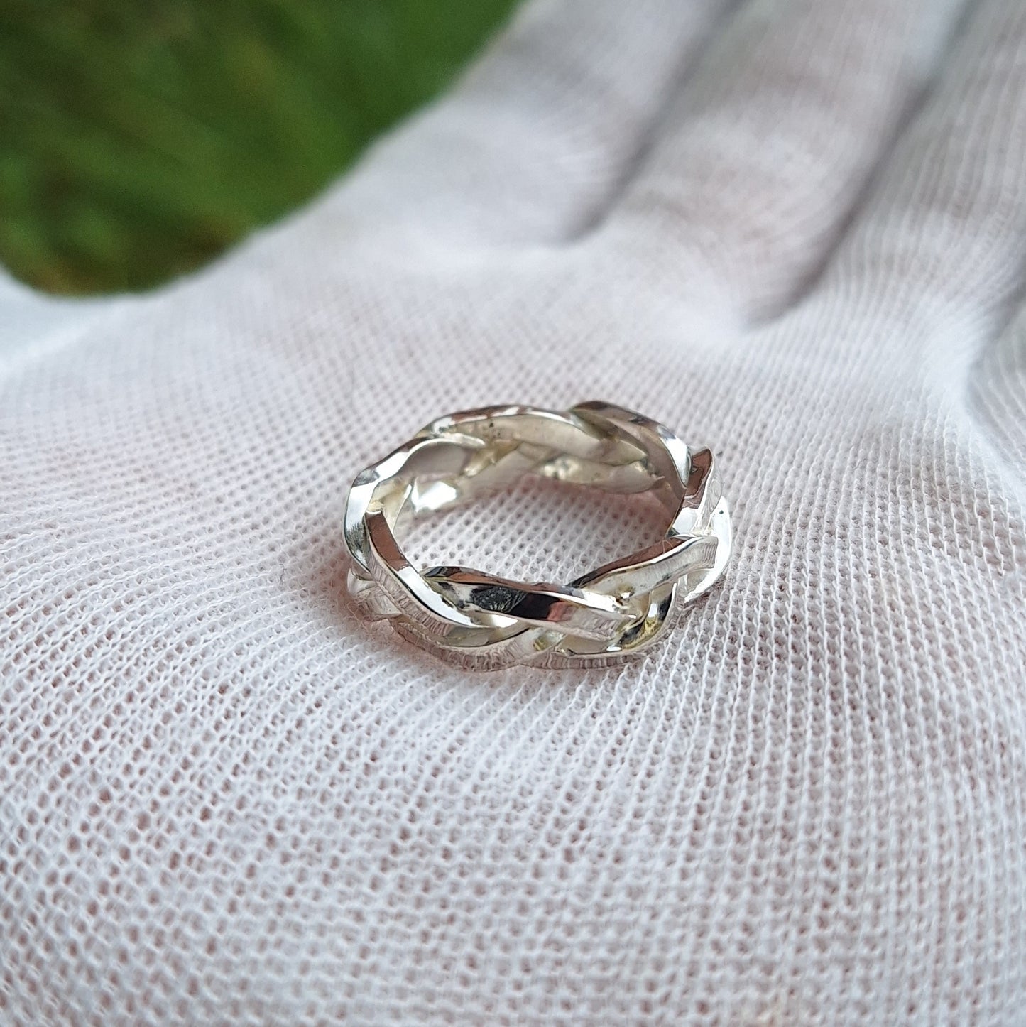 Silver triple braid ring