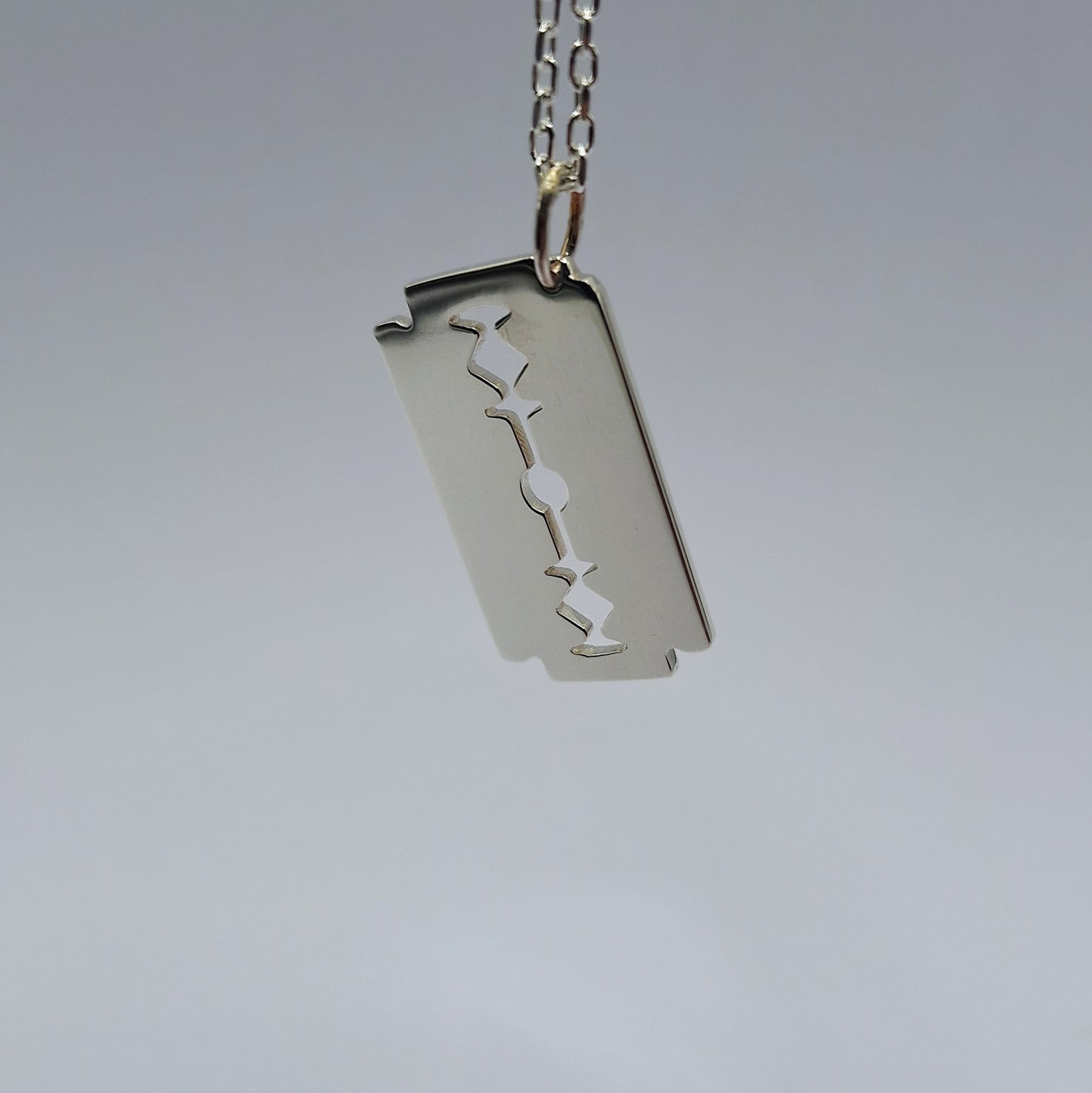 Silver razor blade necklace nz handmade
