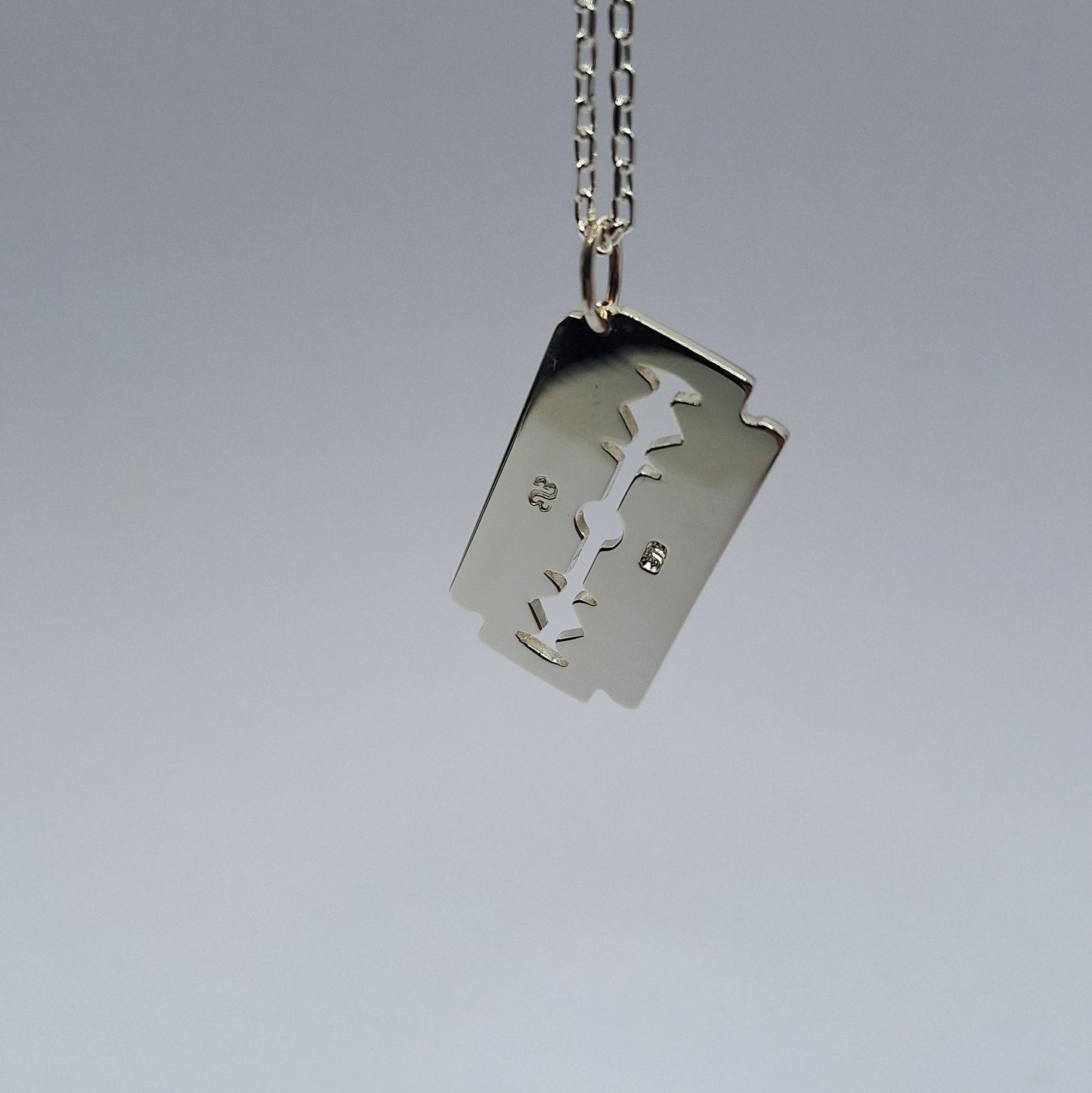 Silver razor blade necklace nz handmade