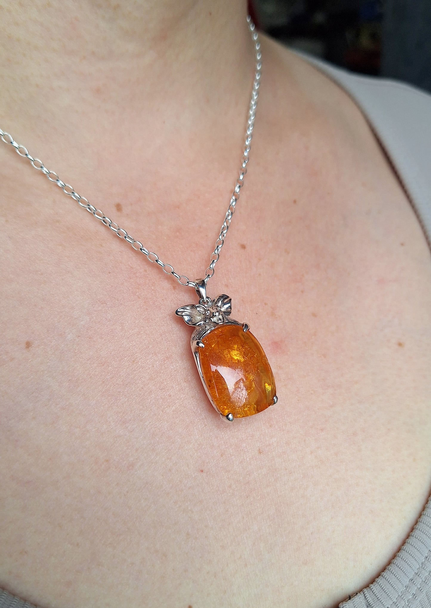 Amber Bat pendant