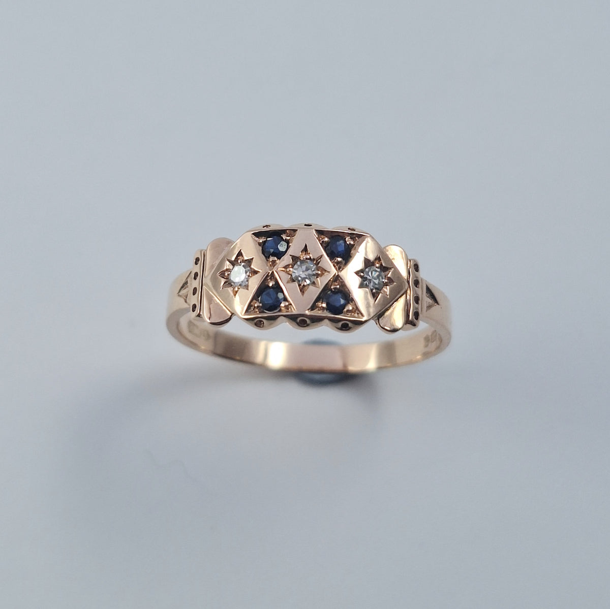 Victorian Revival Sapphire & Diamond ring