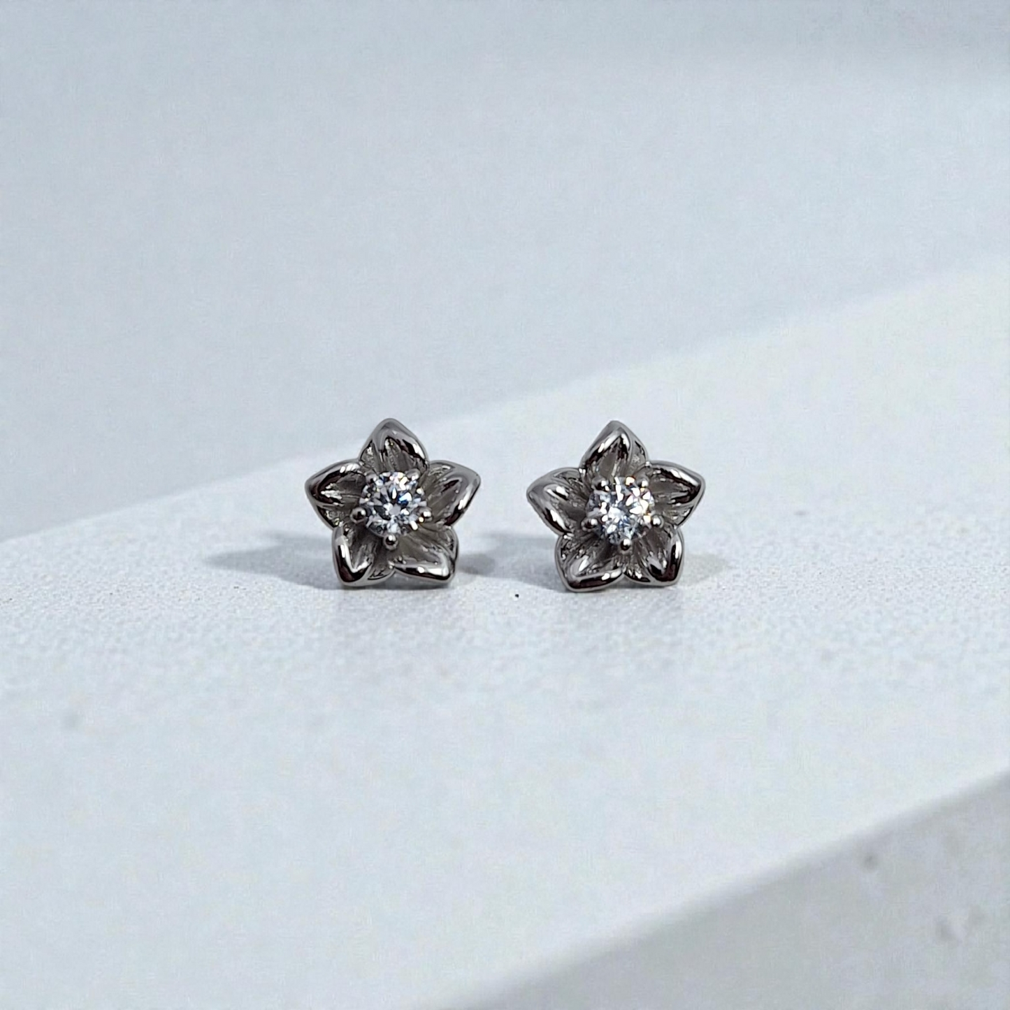 Silver blossom studs