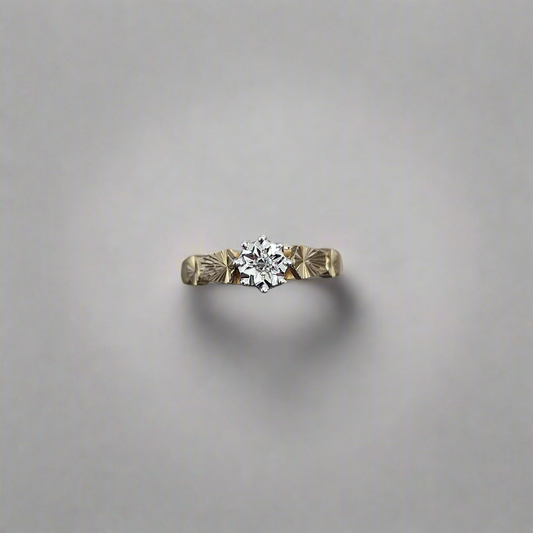 Vintage Illusion set solitaire 9ct & Diamond