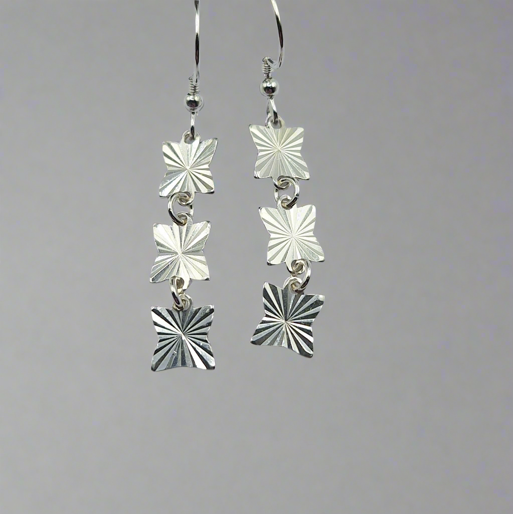 Silver star hook earrings