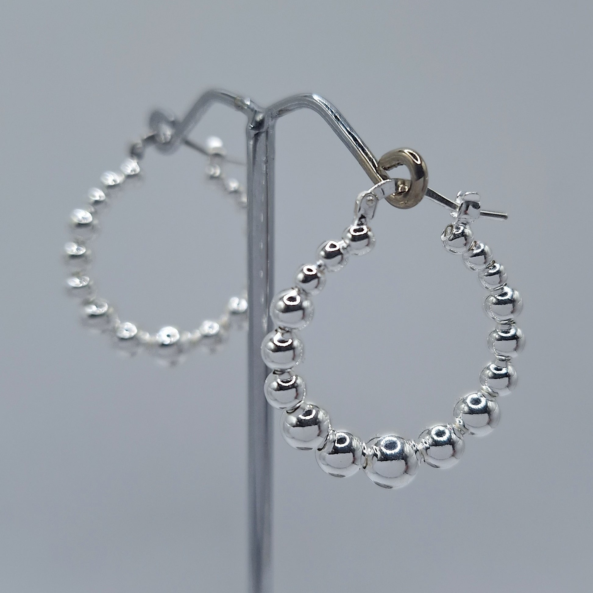 Silver bubble hoop earrings.  Made in nz. Jewelry 