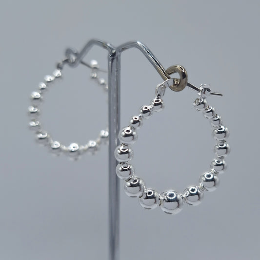 Silver bubble hoop earrings.  Made in nz. Jewelry 