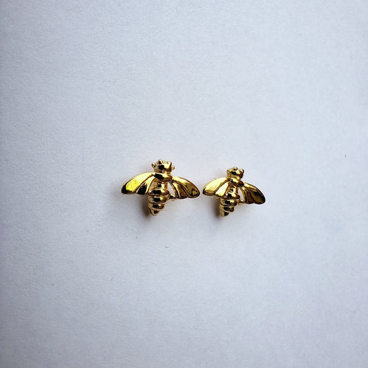 Nz jewelry, gold honey bee stud earrings 