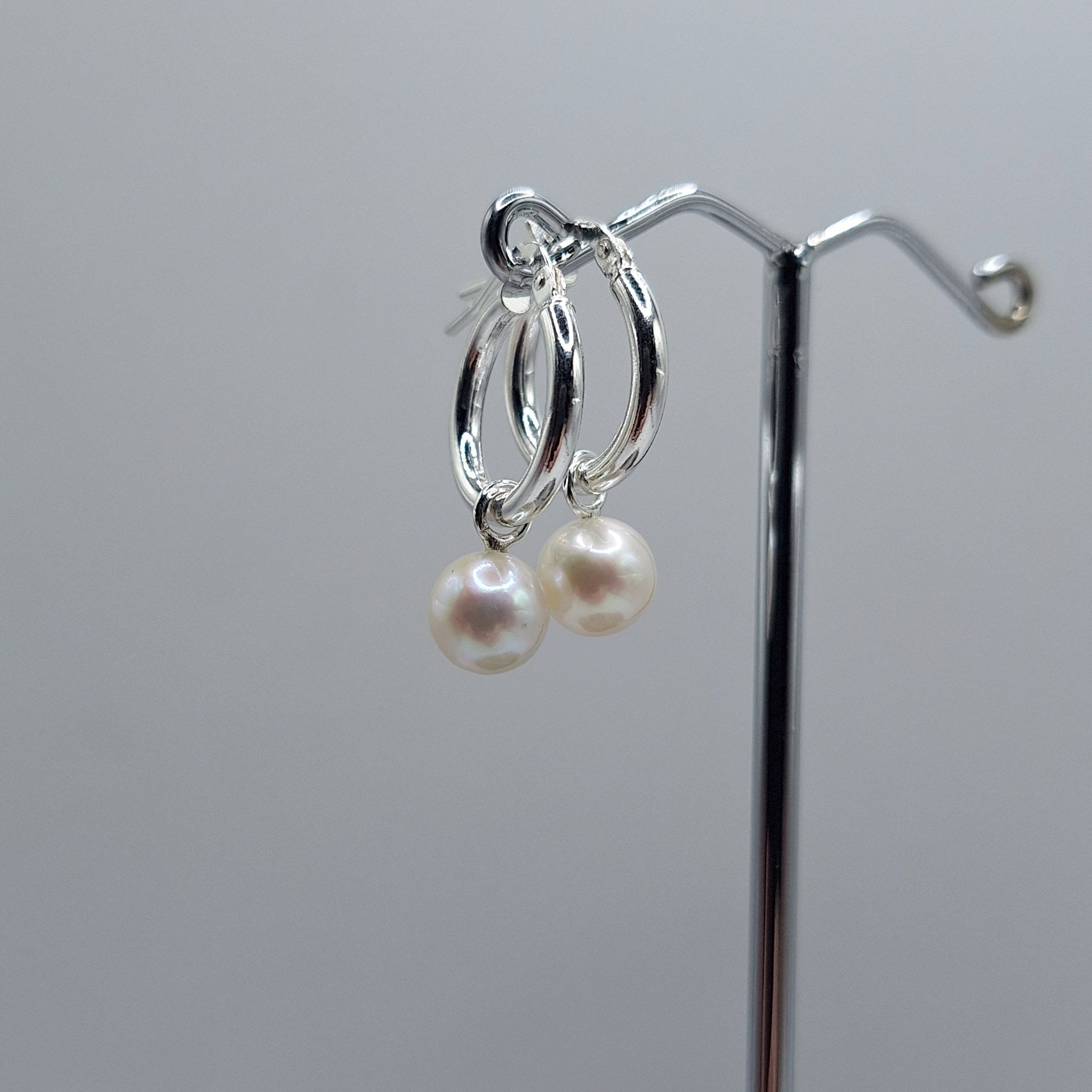 Keshi pearl nz jewelry silver hoops