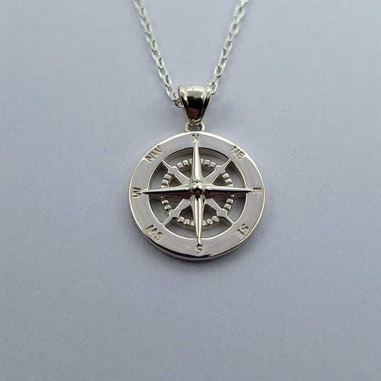 Silver Compass Necklace