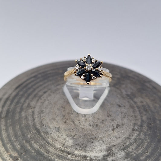 9ct Sapphire and Diamond 60's ring