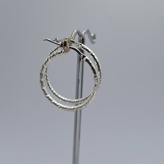 Diamond-cut Silver Hoops