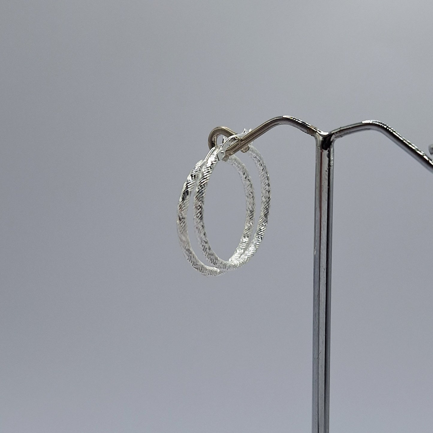 Diamond-cut Silver Hoops