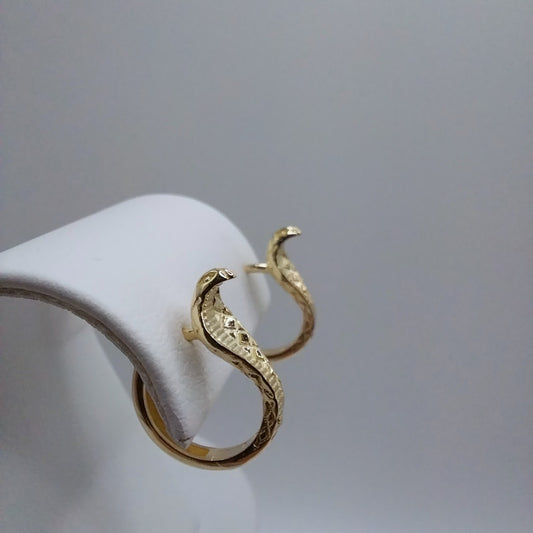 9ct Gold Snake Earrings. Handmade in Nz