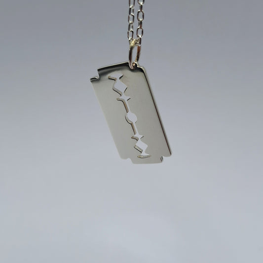 Silver razor blade necklace nz handmade 