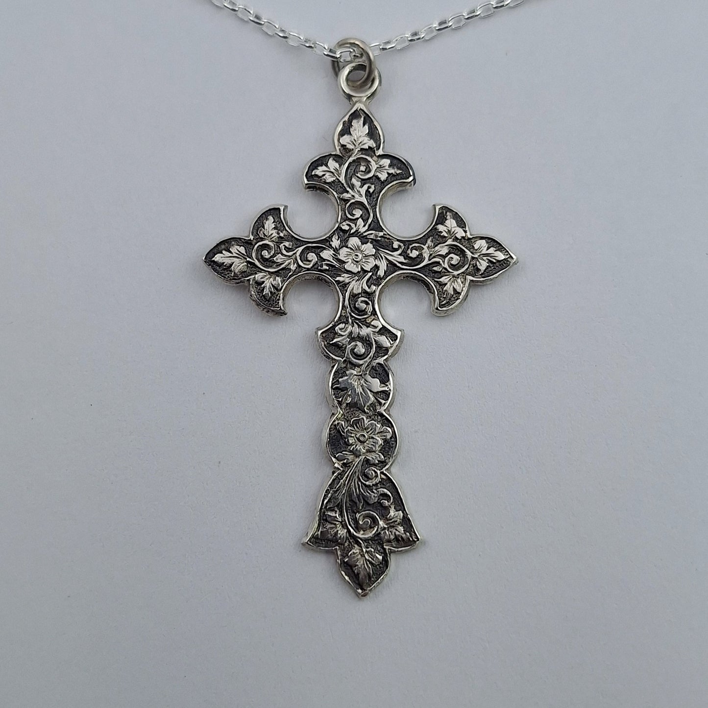 70s Nouveau silver cross