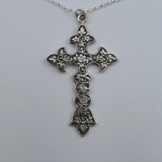 70s Nouveau silver cross