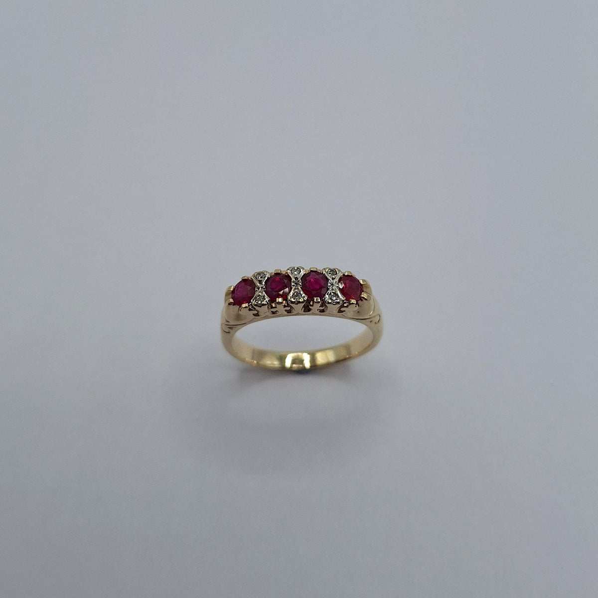 9ct Ruby and Diamond London Bridge ring