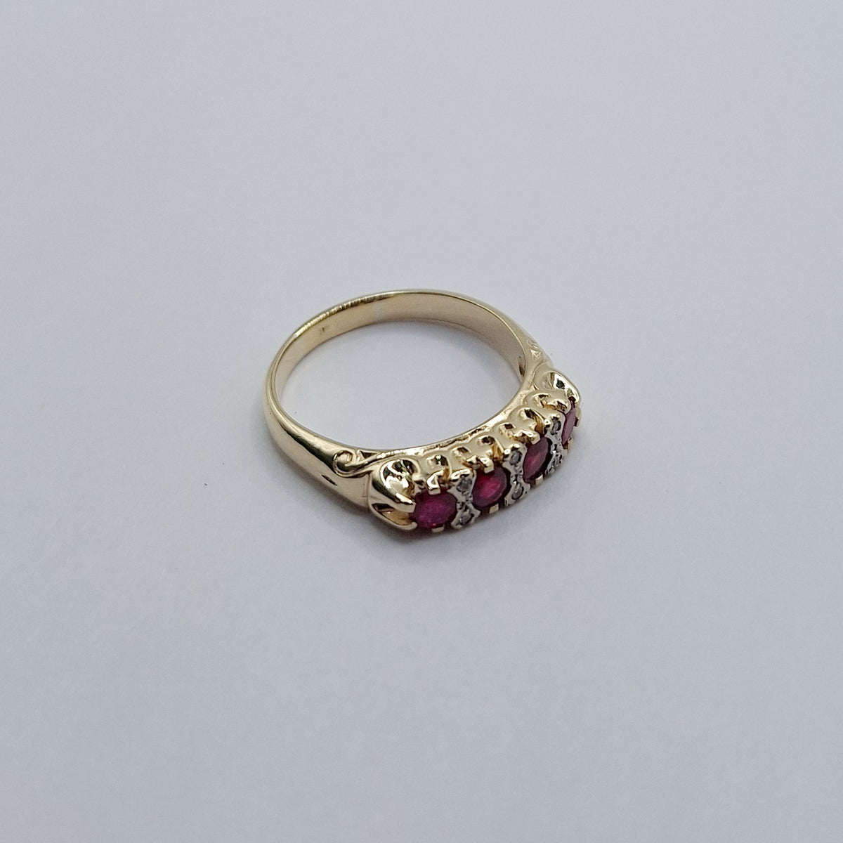 9ct Ruby and Diamond London Bridge ring