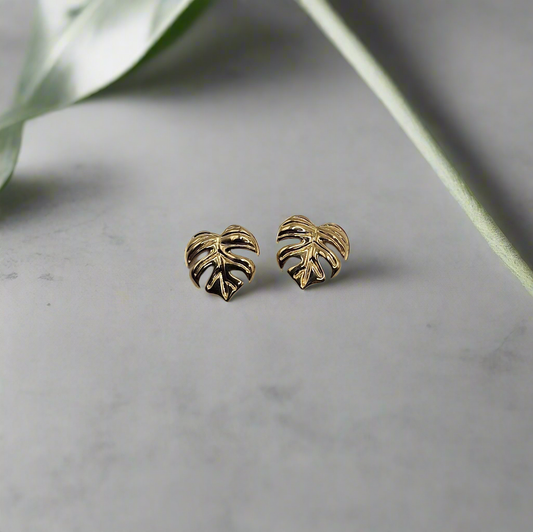 9ct monstera studs