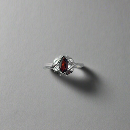 Silver garnet solitaire 