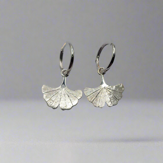 Gingko huggies, silver earrings nz