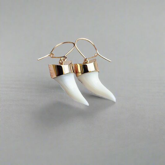 9ct gold handmake mako teeth earrings 